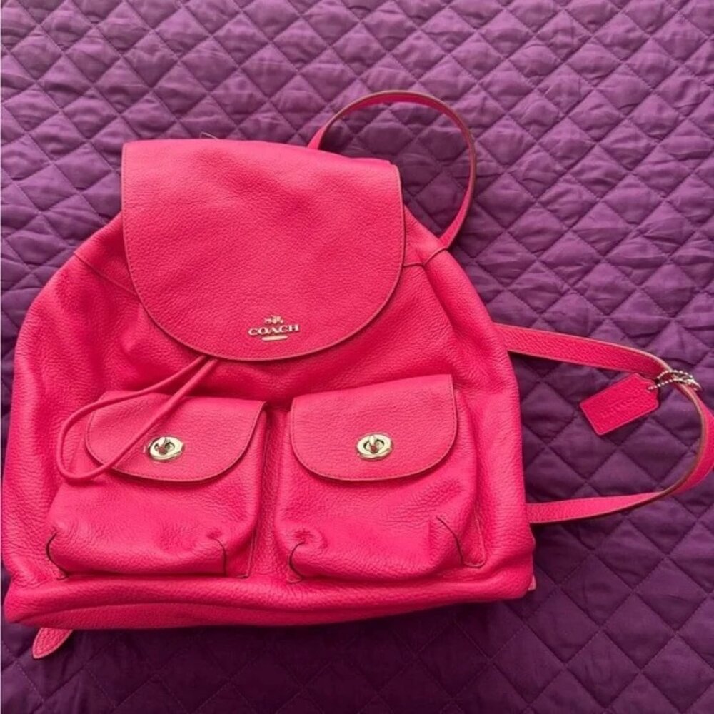 NWT Coach Natural Refined Pebble Pink Leather Backpack